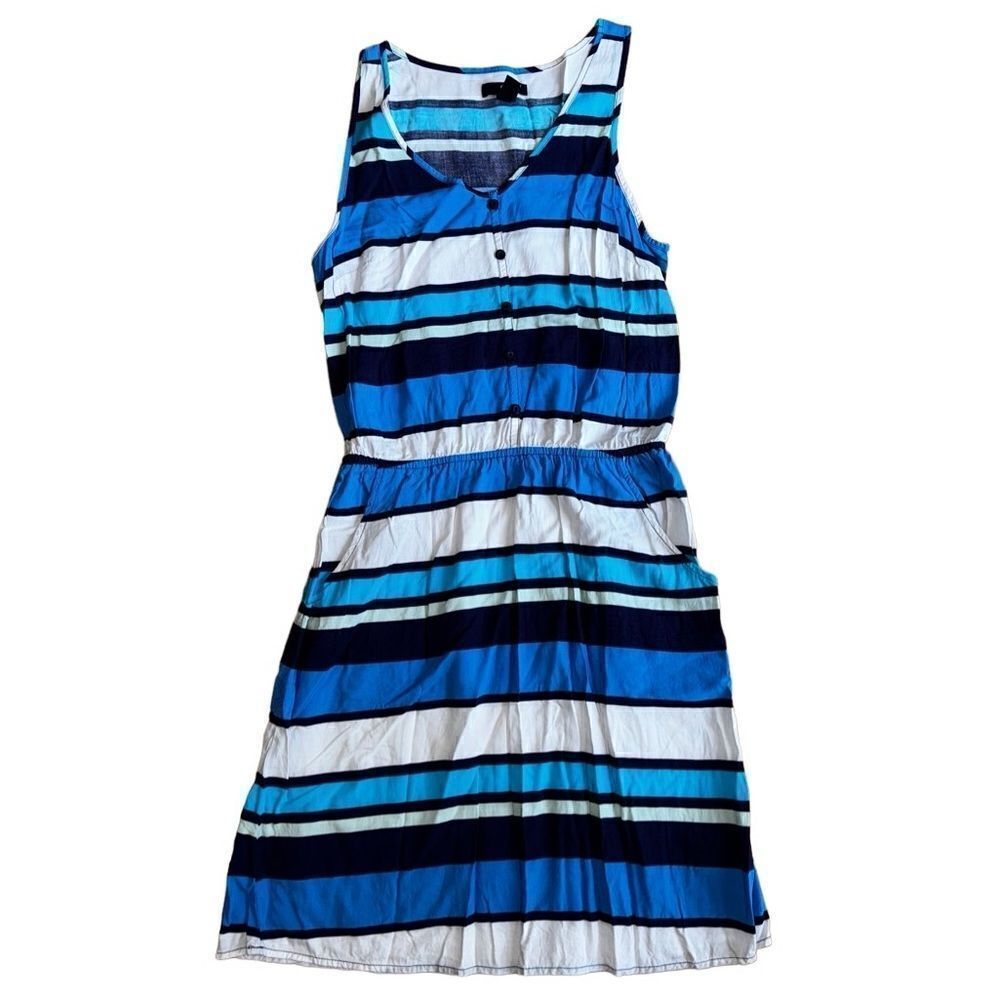 Gap Multi Color Blue & White 100% Rayon Sleeveless Dress - Size XS